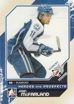 #34 John McFarland - Sudbury Wolves - 2010-11 In The Game Heroes and Prospects Hockey