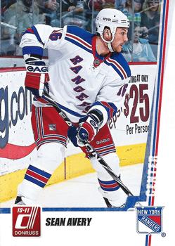 #34 Sean Avery - New York Rangers - 2010-11 Donruss Hockey