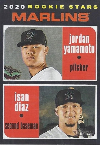 #369 Marlins 2020 Rookie Stars Jordan Yamamoto / Isan Diaz - Miami Marlins - 2020 Topps Heritage Baseball