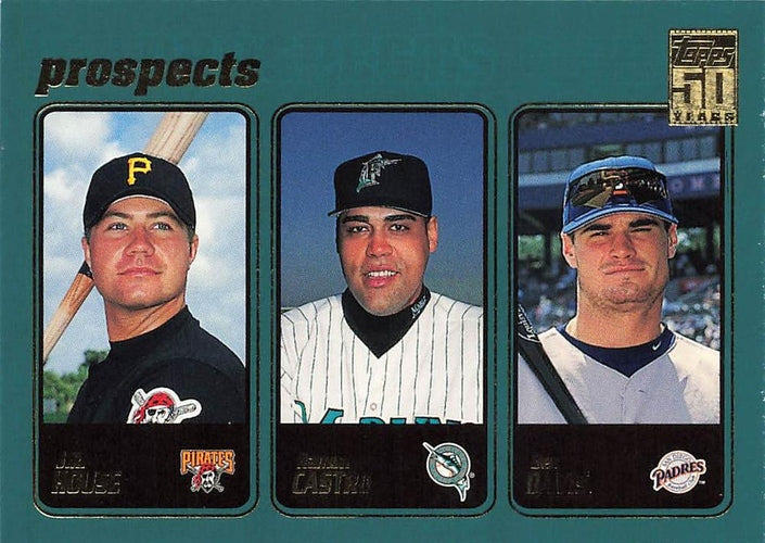 #369 J.R. House / Ramon Castro / Ben Davis - Florida Marlins / Pittsburgh Pirates / San Diego Padres - 2001 Topps Baseball