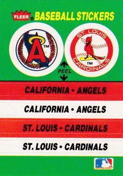 #36 California Angels / St. Louis Cardinals - California Angels / St. Louis Cardinals - 1988 Fleer - Team Stickers Baseball