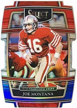 #36 Joe Montana - San Francisco 49ers - 2021 Panini Select - Red and Blue Prizm Die Cut Football