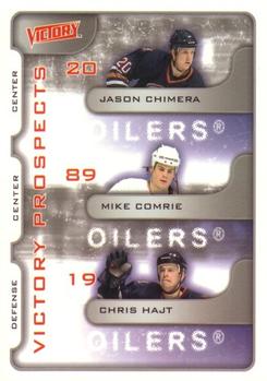 #370 Jason Chimera / Mike Comrie / Chris Hajt - Edmonton Oilers - 2001-02 Upper Deck Victory Hockey