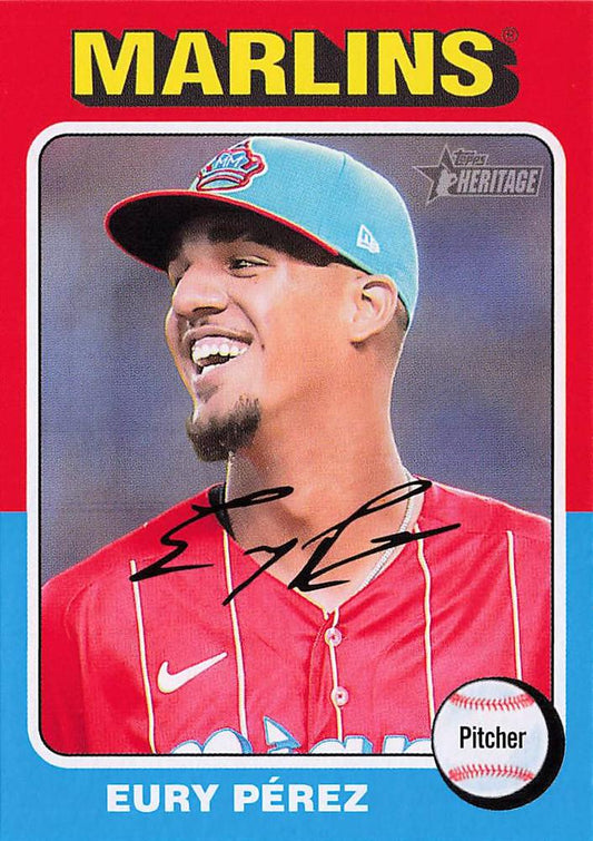 #374 Eury Pérez - Miami Marlins - 2024 Topps Heritage Baseball