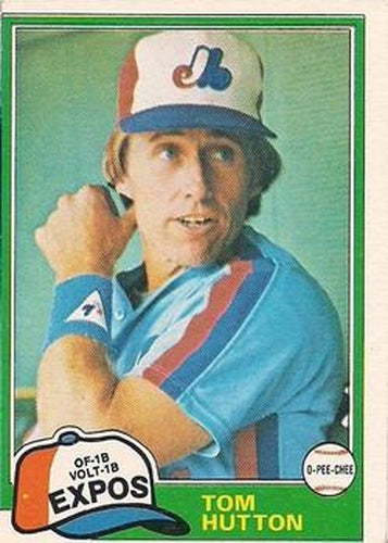 #374 Tom Hutton - Montreal Expos - 1981 O-Pee-Chee - Gray Back Baseball