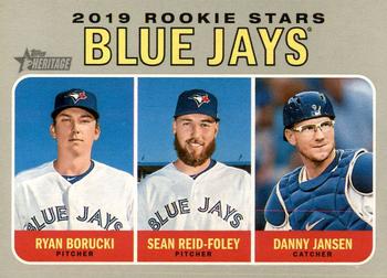 #376 Blue Jays 2019 Rookie Stars Ryan Borucki / Sean Reid-Foley / Danny Jansen - Toronto Blue Jays - 2019 Topps Heritage Baseball