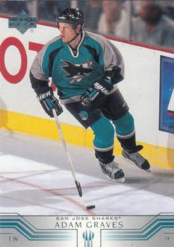 #377 Adam Graves - San Jose Sharks - 2001-02 Upper Deck Hockey