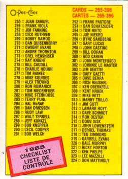 #377 Checklist: 265-396 - 1985 O-Pee-Chee Baseball