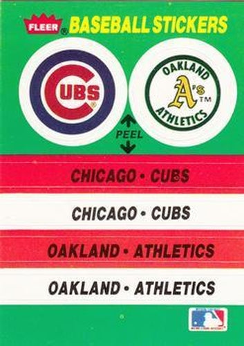#37 Chicago Cubs / Oakland Athletics - Chicago Cubs / Oakland Athletics - 1988 Fleer - Team Stickers Baseball