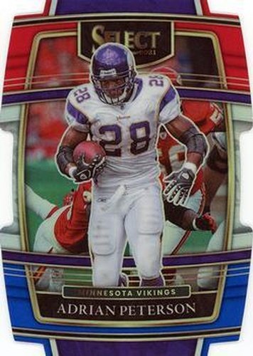 #37 Adrian Peterson - Minnesota Vikings - 2021 Panini Select - Red and Blue Prizm Die Cut Football