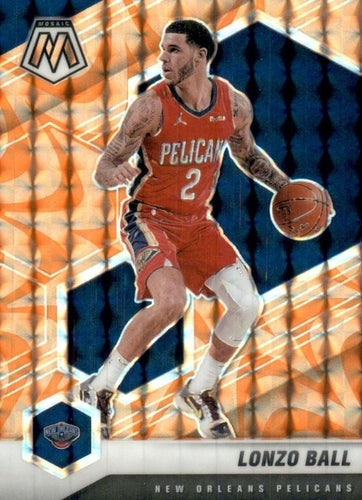 #37 Lonzo Ball - New Orleans Pelicans - 2020-21 Panini Mosaic - Mosaic Reactive Orange Basketball