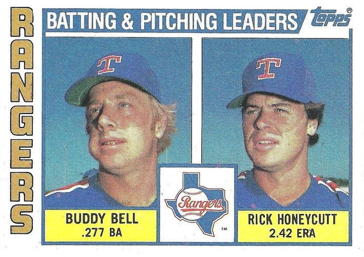 #37 Rangers Leaders / Checklist Buddy Bell / Rick Honeycutt - Texas Rangers - 1984 Topps Baseball