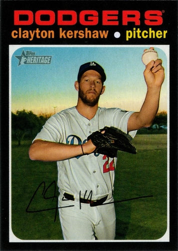 #385 Clayton Kershaw - Los Angeles Dodgers - 2020 Topps Heritage Baseball