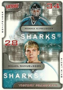 #386 Miikka Kiprusoff / Mikael Samuelsson - San Jose Sharks - 2001-02 Upper Deck Victory Hockey
