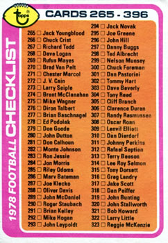 #388 Checklist: 265-396 - 1978 Topps Football