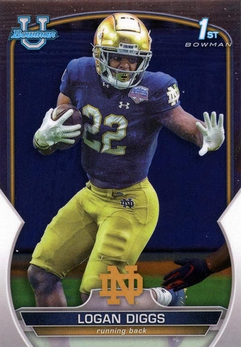 #38 Logan Diggs - Notre Dame Fighting Irish - 2022 Bowman Chrome University Football