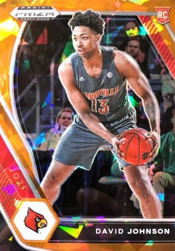 #38 David Johnson - Louisville Cardinals - 2021 Panini Prizm Draft Picks - Orange Ice Basketball