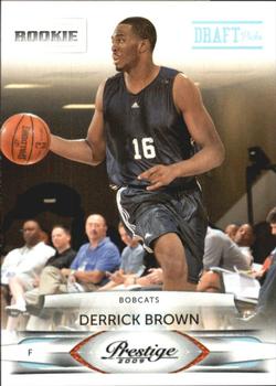 #188 Derrick Brown - Charlotte Bobcats - 2009-10 Panini Prestige - Draft Picks Light Blue Basketball