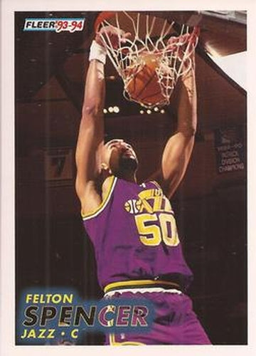 #390 Felton Spencer - Utah Jazz - 1993-94 Fleer Basketball