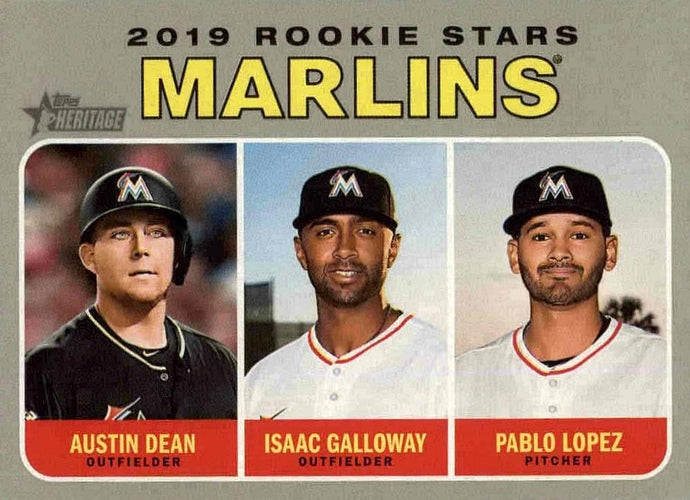 #391 Marlins 2019 Rookie Stars Austin Dean / Isaac Galloway / Pablo Lopez - Miami Marlins - 2019 Topps Heritage Baseball