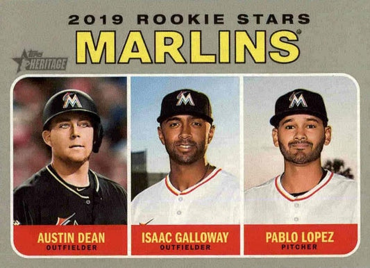 #391 Marlins 2019 Rookie Stars Austin Dean / Isaac Galloway / Pablo Lopez - Miami Marlins - 2019 Topps Heritage Baseball
