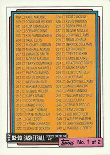 #395 Checklist 1: 199-297 - 1992-93 Topps Basketball