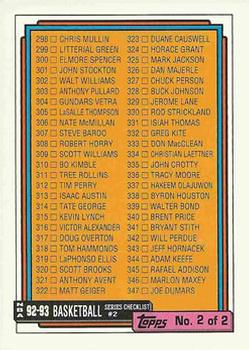 #396 Checklist 2: 298-396 - 1992-93 Topps Basketball