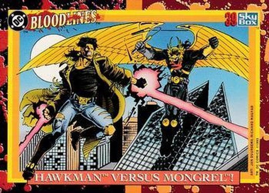 #39 Hawkman versus Mongrel! - 1993 SkyBox DC Comics Bloodlines