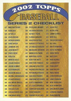 #3 Series 2 Checklist 3: 627-719 and Inserts - 2002 Topps - Checklists Gold Baseball