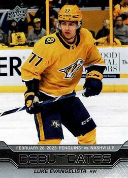 #DD-3 Luke Evangelista - Nashville Predators - 2023-24 Upper Deck - Debut Dates Hockey