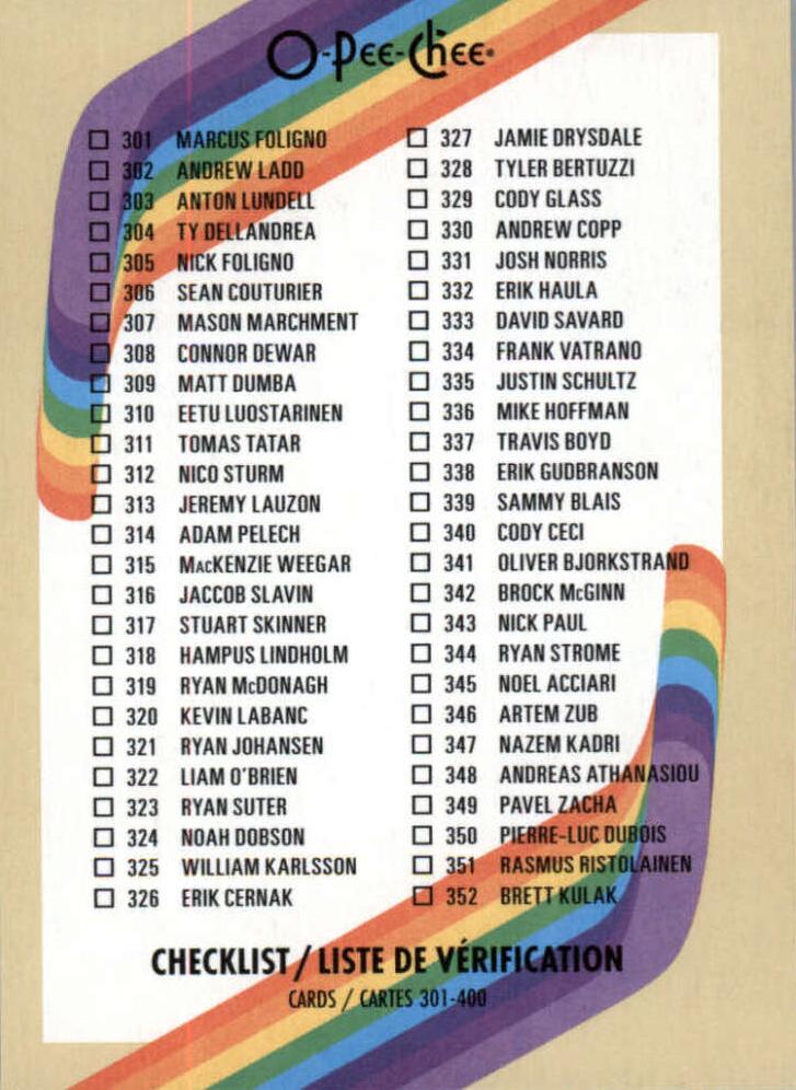 #400 Checklist - 2023-24 O-Pee-Chee - Retro Hockey