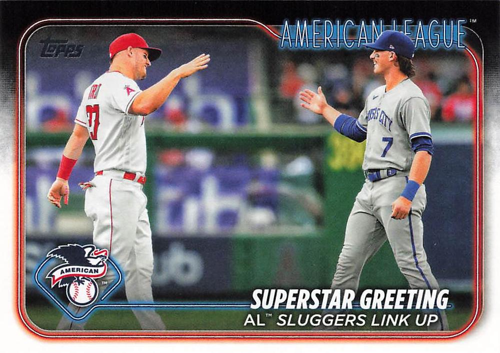 #413 Superstar Greeting (Bobby Witt Jr. / Mike Trout) - Kansas City Royals / Los Angeles Angels - 2024 Topps Baseball