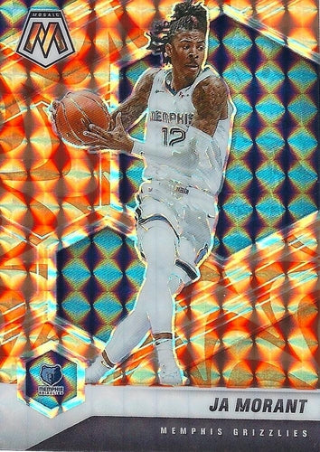 #40 Ja Morant - Memphis Grizzlies - 2020-21 Panini Mosaic - Mosaic Reactive Orange Basketball