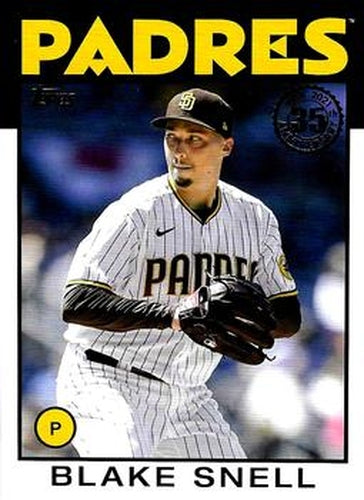 #86B-40 Blake Snell - San Diego Padres - 2021 Topps Update - 1986 Topps Baseball 35th Anniversary Baseball