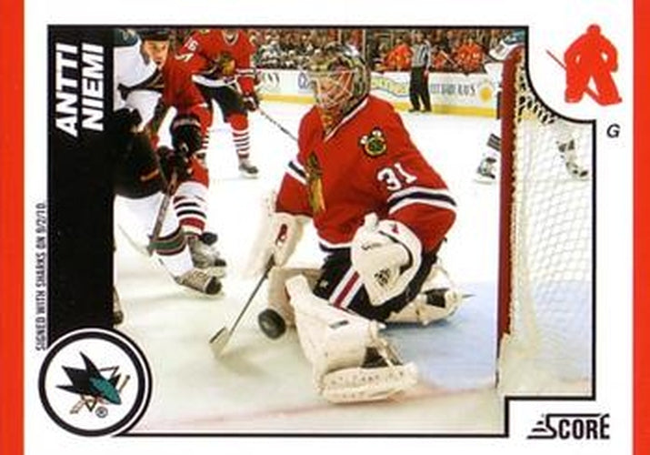 #410 Antti Niemi - San Josearks - 2010-11 Score Hockey
