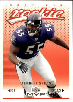 #417 Terrell Suggs - Baltimore Ravens - 2003 Upper Deck MVP Football