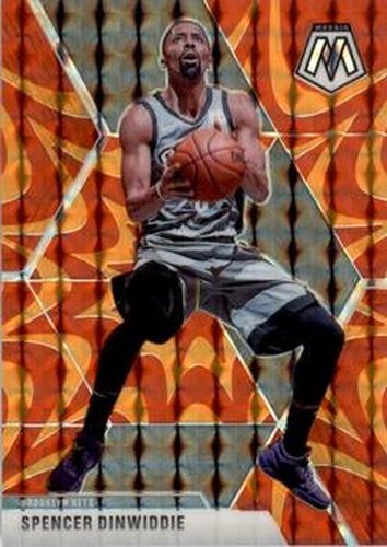 #41 Spencer Dinwiddie - Brooklyn Nets - 2019-20 Panini Mosaic - Reactive Orange Basketball
