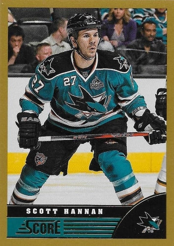 #424 Scott Hannan - San Jose Sharks - 2013-14 Score - Gold Hockey
