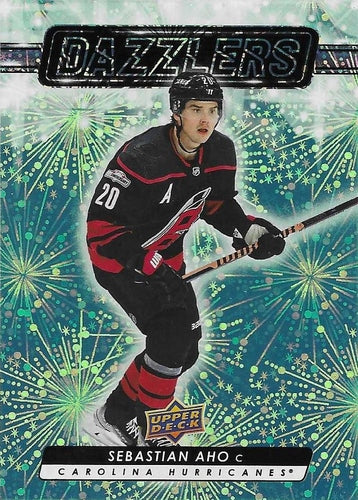 #DZ-42 Sebastian Aho - Carolina Hurricanes - 2023-24 Upper Deck - Dazzlers Green Hockey