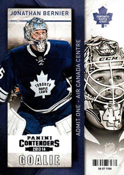 #42 Jonathan Bernier - Toronto Maple Leafs - 2013-14 Panini Contenders Hockey