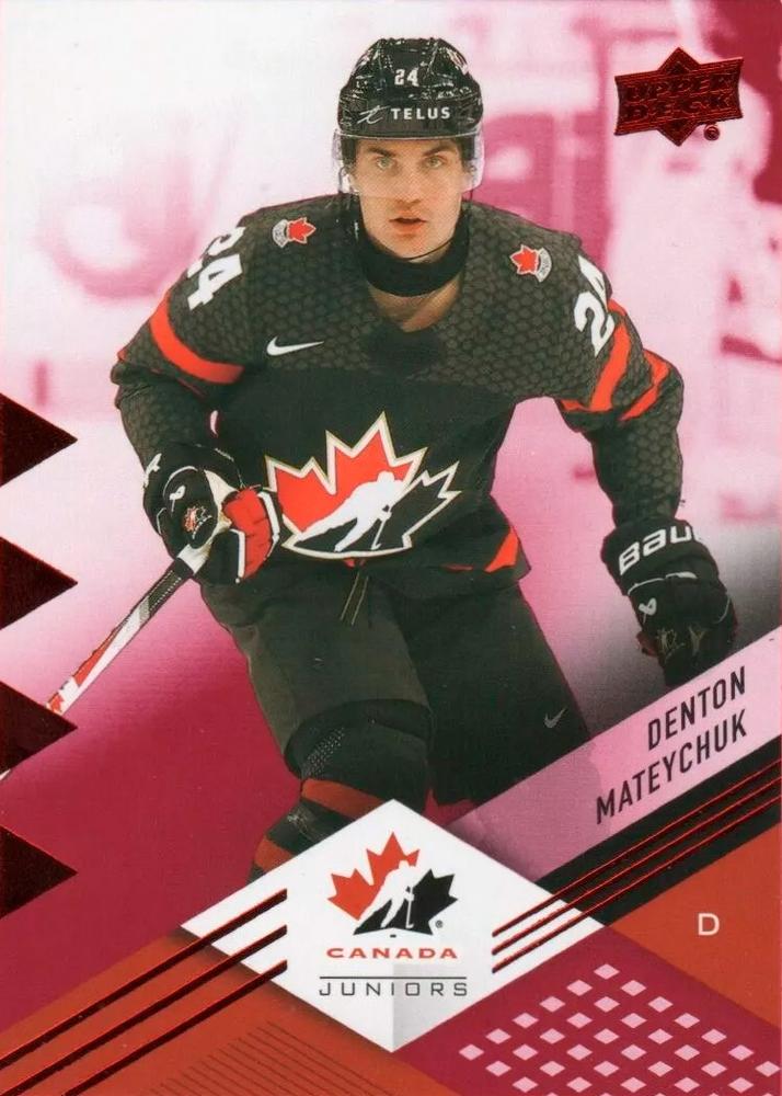#42 Denton Mateychuk - Canada - 2024 Upper Deck Team Canada Juniors - Red Foil Hockey