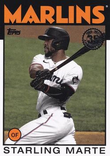 #86B-42 Starling Marte - Miami Marlins - 2021 Topps - 1986 Topps Baseball 35th Anniversary Series One Baseball