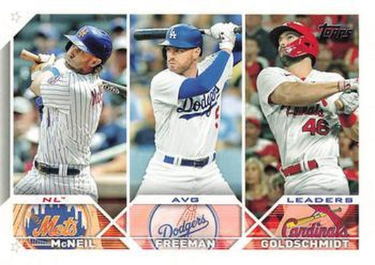 #43 NL AVG Leaders Jeff McNeil / Freddie Freeman / Paul Goldschmidt - New York Mets / Los Angeles Dodgers / St. Louis Cardinals - 2023 Topps Baseball