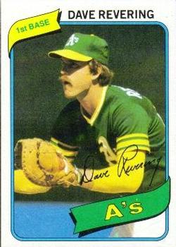 #438 Dave Revering - Oakland Athletics - 1980 Topps Baseball