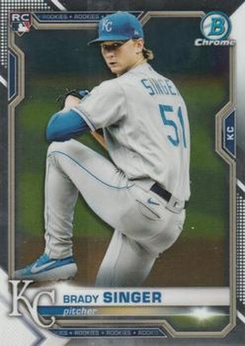 #43 Brady Singer - Kansas City Royals - 2021 Bowman Chrome Baseball