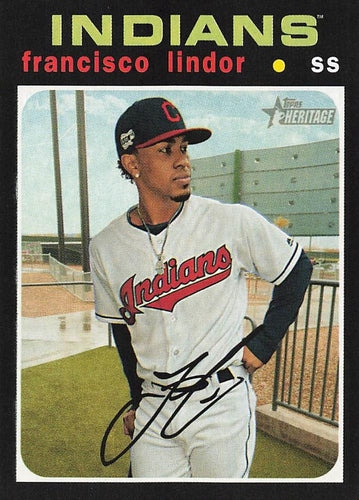 #442 Francisco Lindor - Cleveland Indians - 2020 Topps Heritage Baseball