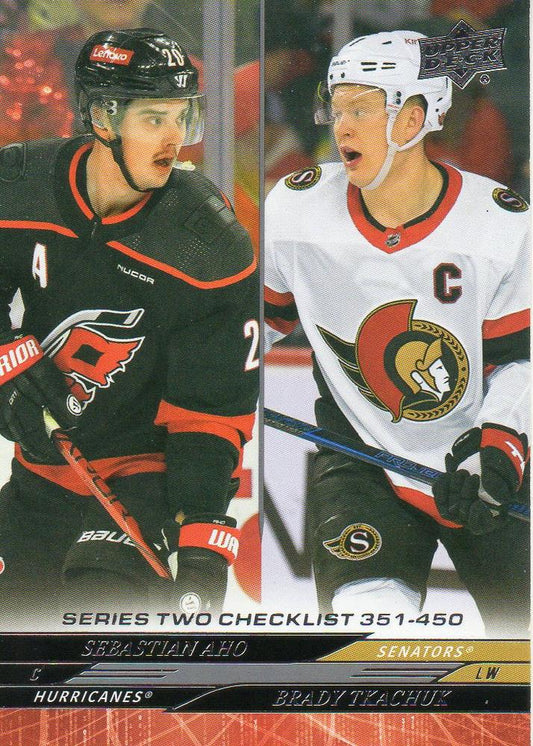 #450 Sebastian Aho / Brady Tkachuk - Carolina Hurricanes / Ottawa Senators - 2024-25 Upper Deck Hockey
