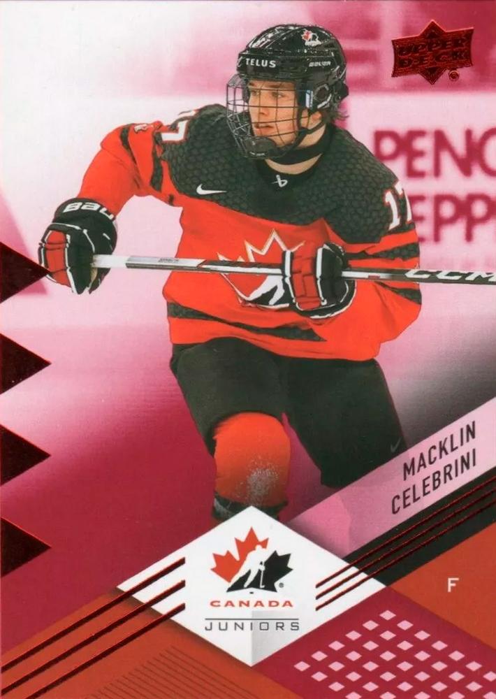 #45 Macklin Celebrini - Canada - 2024 Upper Deck Team Canada Juniors - Red Foil Hockey