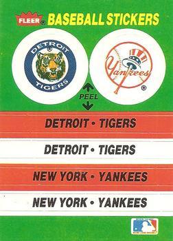 #46 Detroit Tigers / New York Yankees - Detroit Tigers / New York Yankees - 1988 Fleer - Team Stickers Baseball