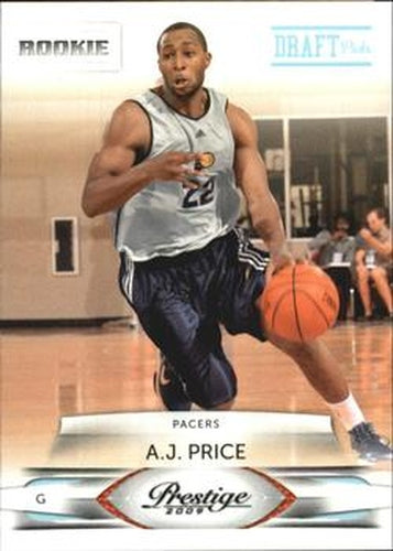 #196 A.J. Price - Indiana Pacers - 2009-10 Panini Prestige - Draft Picks Light Blue Basketball